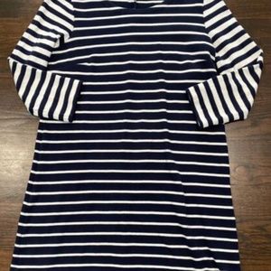 J. Crew Maritime Stripe Knit Shift Dress Navy Blue White Striped Size XL Stretch